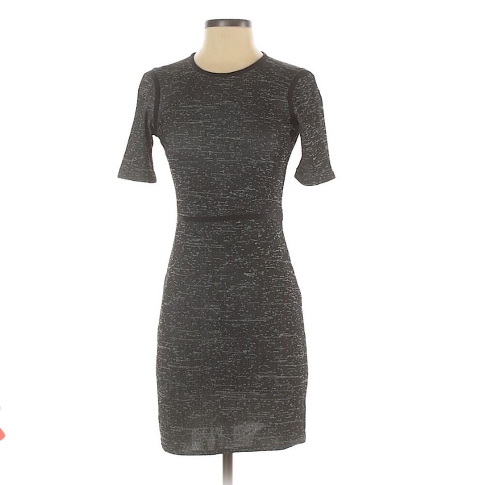 Tibi Grey & Black Short Sleeve Dark Academia Sheath Dress Womens 0 Mini Classy - Picture 3 of 11